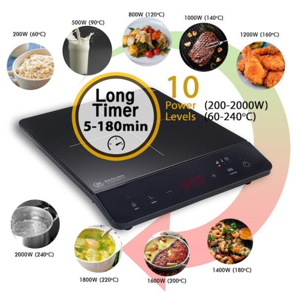 English Electric Induction Hob Hot Plate Cooker Portable & Powerful 2000W E200G - Image 4