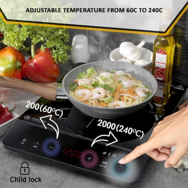 English Electric Induction Hob Hot Plate Cooker Portable & Powerful 2000W E200G - Image 3